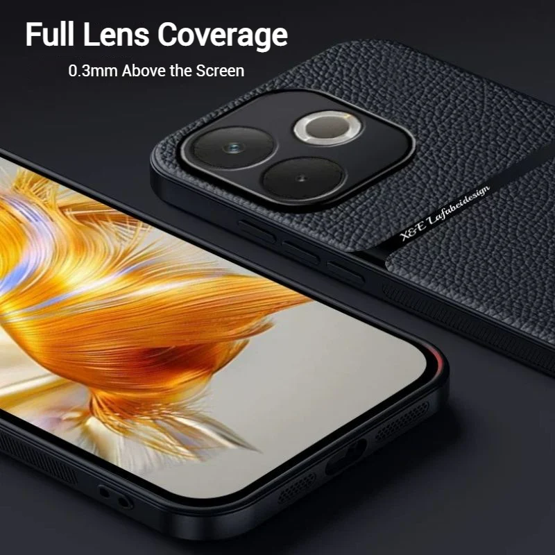 OPPO A5 Pro 5G - Business TPU Soft Edge Plain Leather Car Magnetic Anti-Drop Case - Image 4