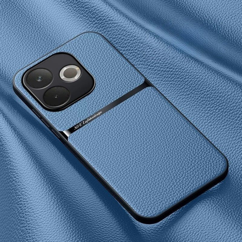 OPPO A5 Pro 5G - Business TPU Soft Edge Plain Leather Car Magnetic Anti-Drop Case - Image 8