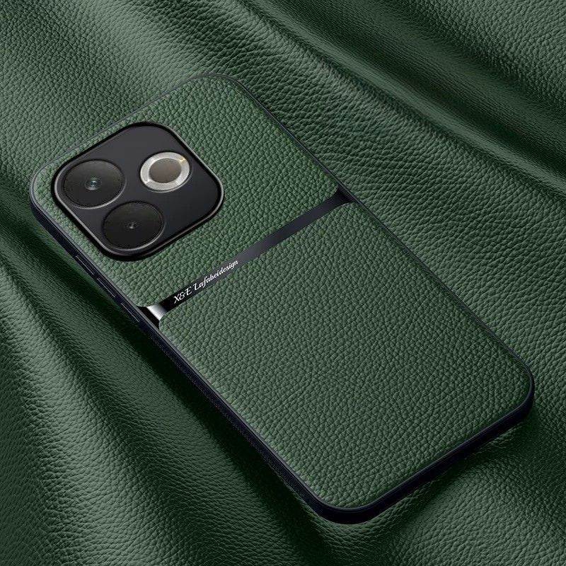 OPPO A5 Pro 5G - Business TPU Soft Edge Plain Leather Car Magnetic Anti-Drop Case - Image 9