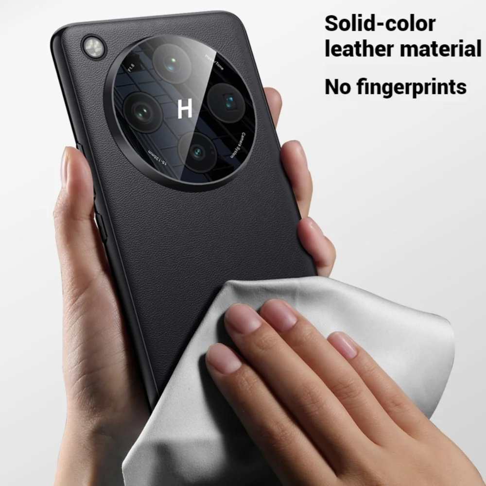 OPPO Find X8 Pro - Full Cover Solid Leather Silicone Shockproof Case with Camera Protection - Image 5