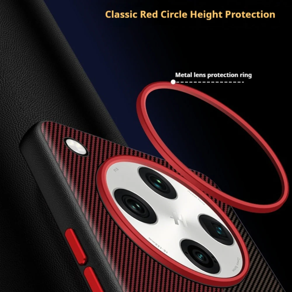 OPPO Find X8 Ultra (PKJ110, PKU110) - Carbon Fiber Textured Vegan Leather Shockproof Protective Case - Image 2