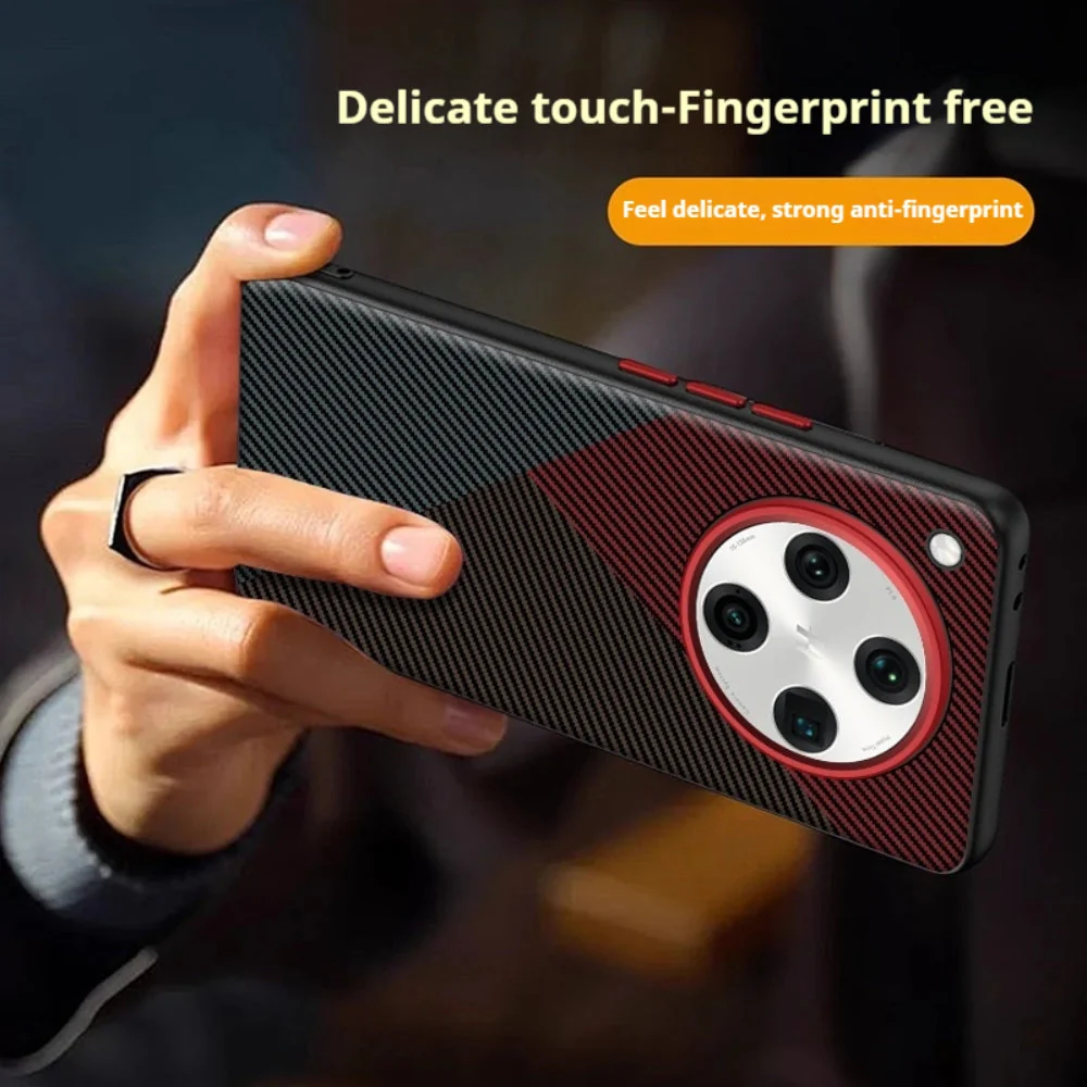 OPPO Find X8 Ultra (PKJ110, PKU110) - Carbon Fiber Textured Vegan Leather Shockproof Protective Case - Image 4