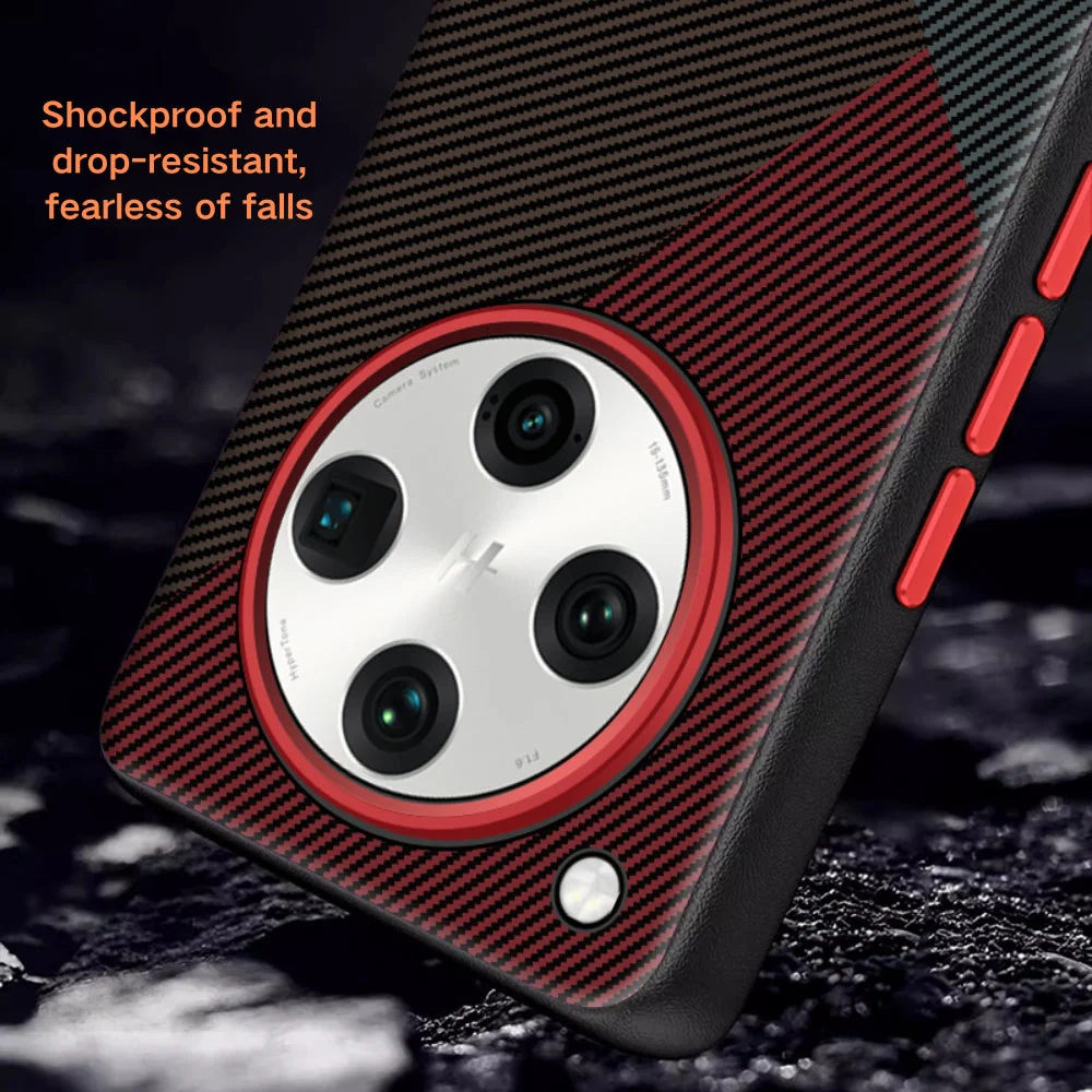 OPPO Find X8 Ultra (PKJ110, PKU110) - Carbon Fiber Textured Vegan Leather Shockproof Protective Case - Image 5