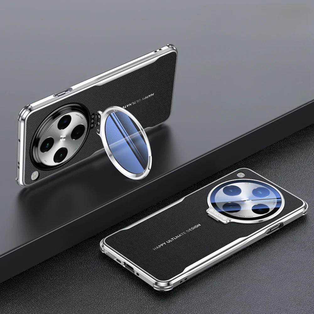 OPPO Find X8 Pro - Full Coverage Lens Stand Leather Material Shockproof Protective Case - Image 2