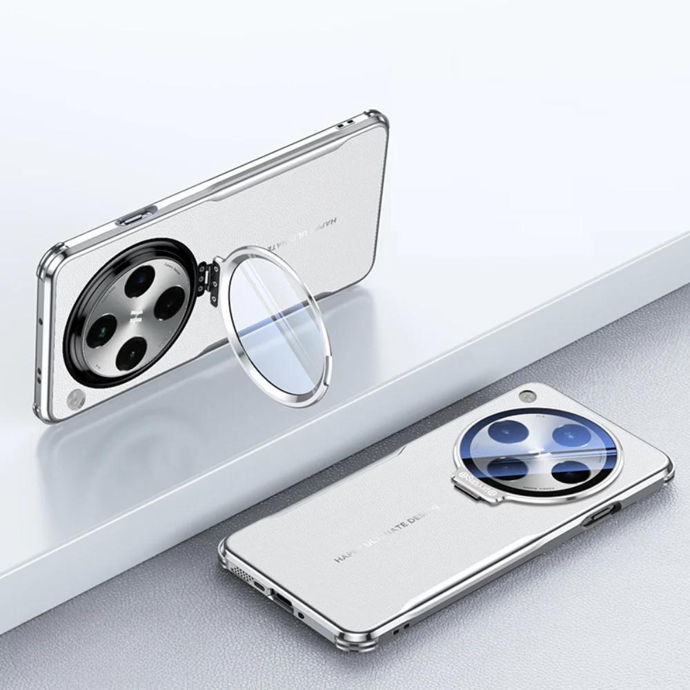 OPPO Find X8 Pro - Full Coverage Lens Stand Leather Material Shockproof Protective Case - Image 3