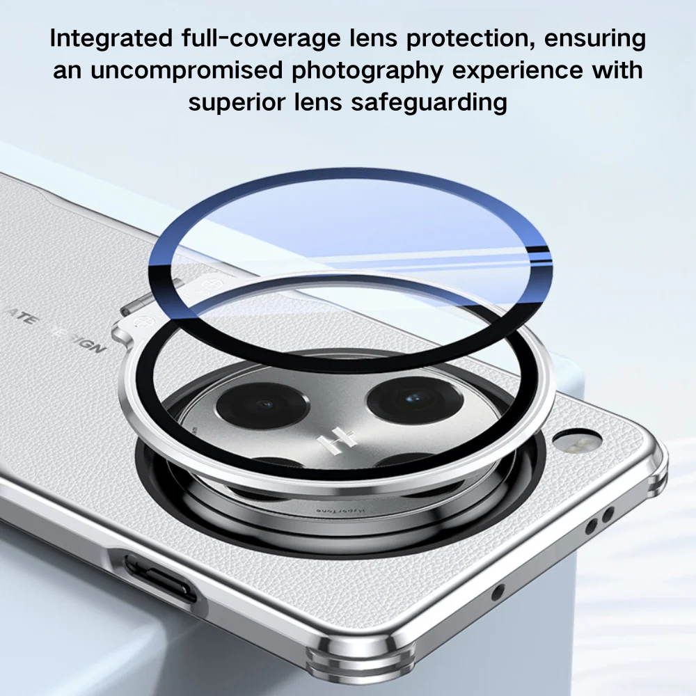 OPPO Find X8 Pro - Full Coverage Lens Stand Leather Material Shockproof Protective Case - Image 6