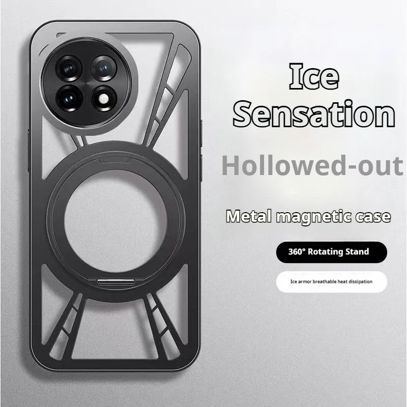 OPPO Find X9/Pro 360° rotation Stand Ice-Cooling Hollow Metal Magnetic Case - Image 7