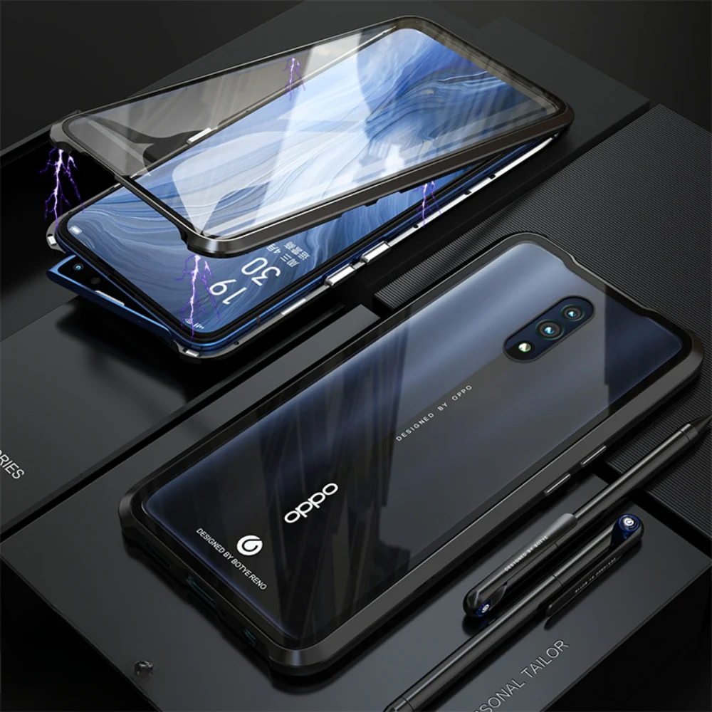 OPPO Reno11/Pro/F - Magnetic Transparent Tempered Glass Shockproof Case - Image 2