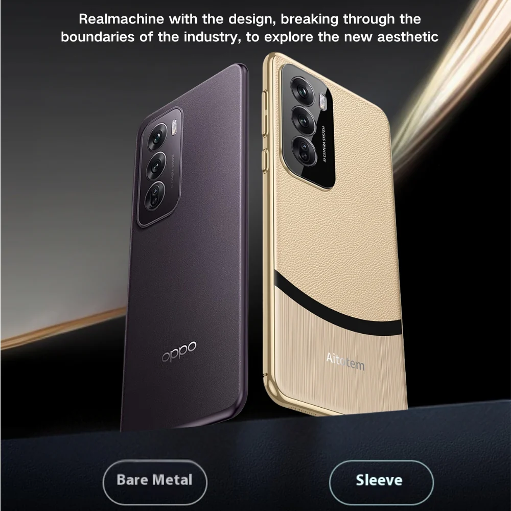 OPPO Reno12/Pro - Electroplated Spliced Vegan Leather Hard-Edge Shockproof Protective Case - Image 5