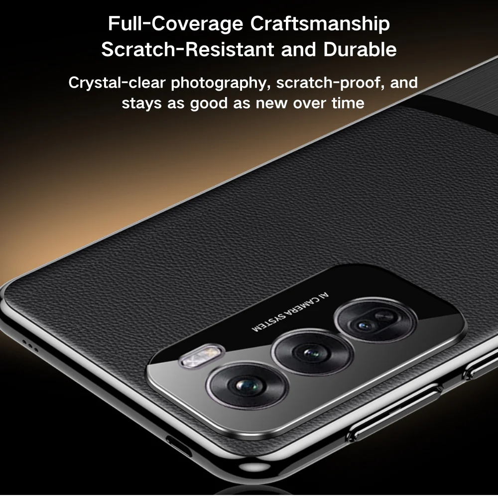 OPPO Reno12/Pro - Electroplated Spliced Vegan Leather Hard-Edge Shockproof Protective Case - Image 8
