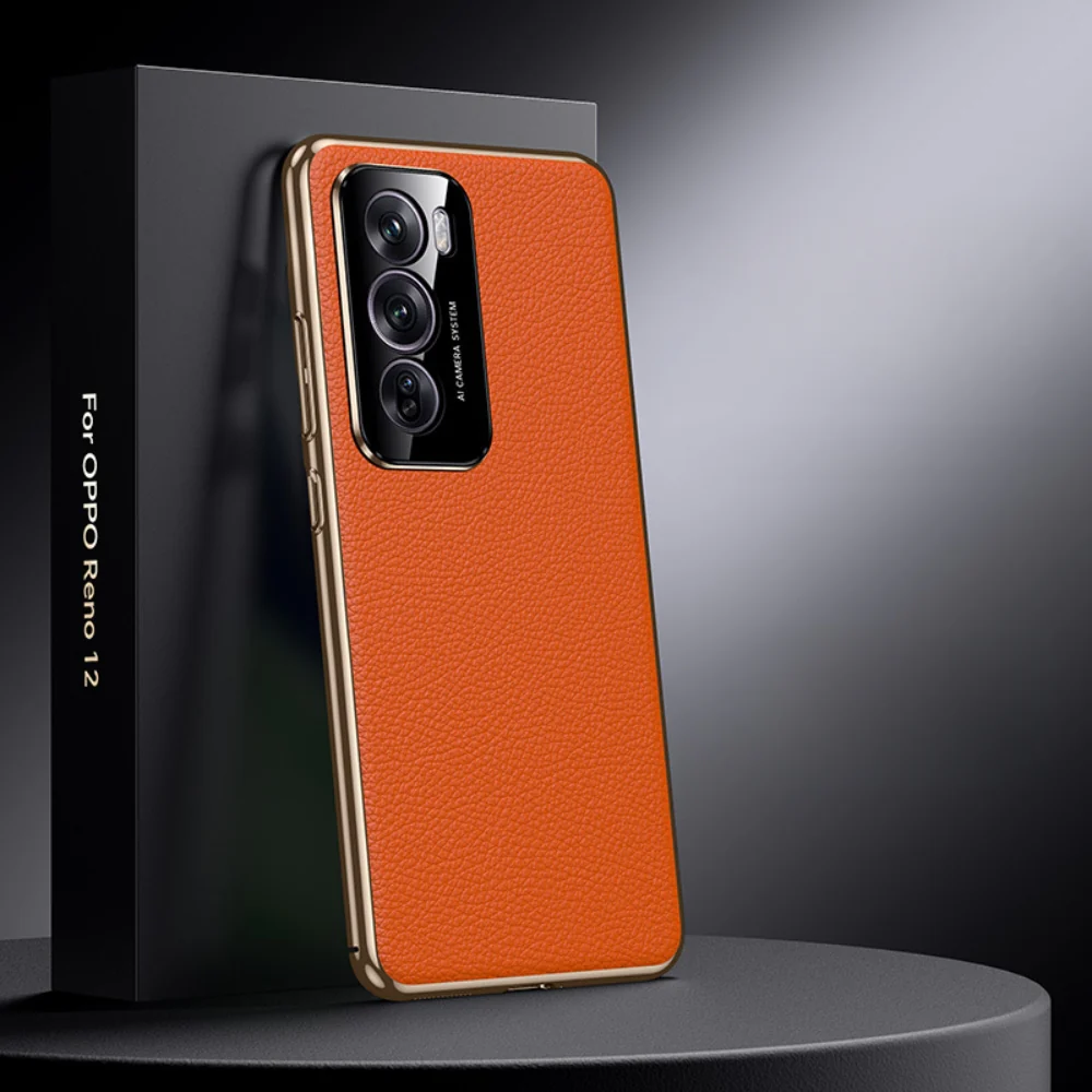 OPPO Reno13 / Pro - Electroplated Full Cover Genuine Leather Business Phone Case - Image 3