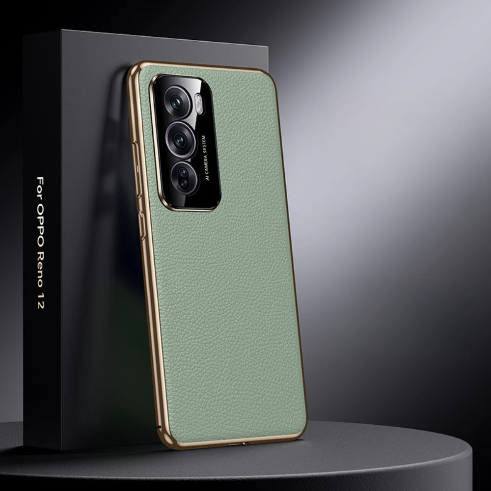 OPPO Reno13 / Pro - Electroplated Full Cover Genuine Leather Business Phone Case - Image 5