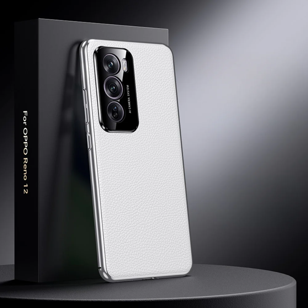 OPPO Reno13 / Pro - Electroplated Full Cover Genuine Leather Business Phone Case - Image 6