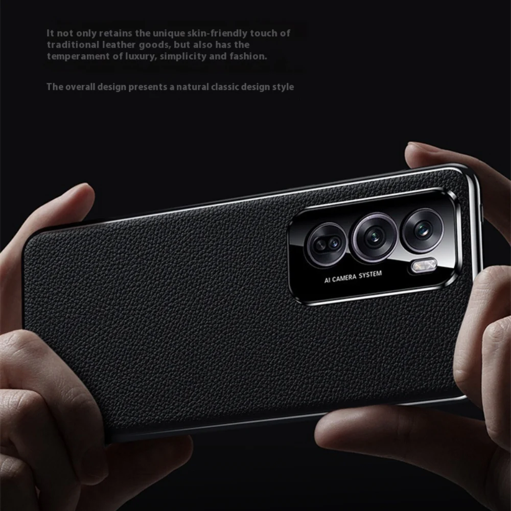 OPPO Reno13 / Pro - Electroplated Full Cover Genuine Leather Business Phone Case - Image 9