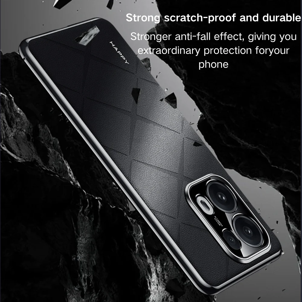 OPPO Reno13 / Pro - Plain Leather PC Phone Case - Image 12