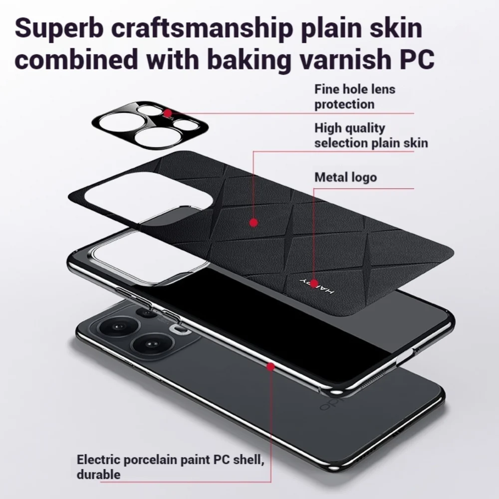 OPPO Reno13 / Pro - Plain Leather PC Phone Case - Image 8