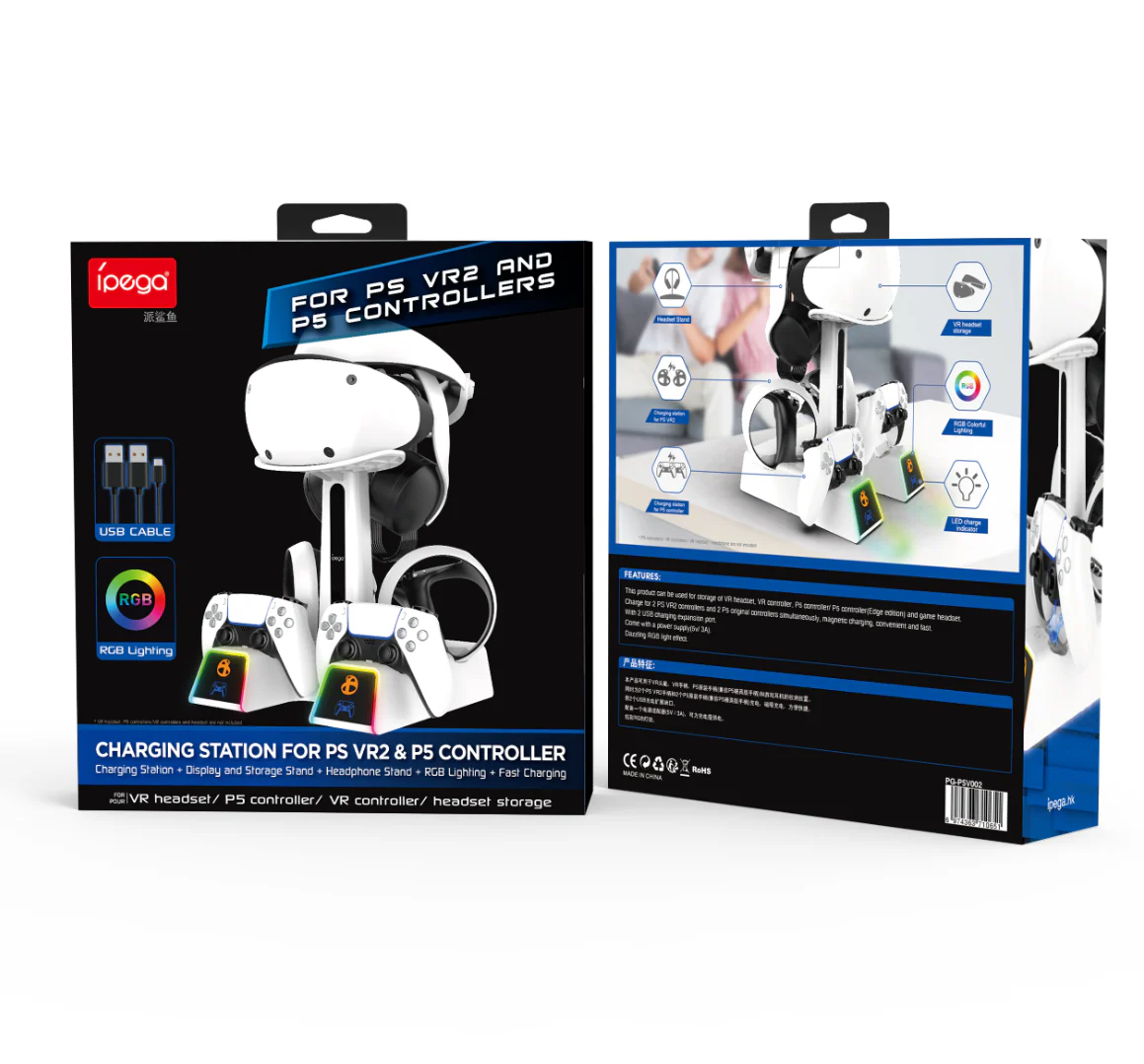 PlayStation PS VR 2 - All in One Storage Headset Controller Storage Stand With RGB Light