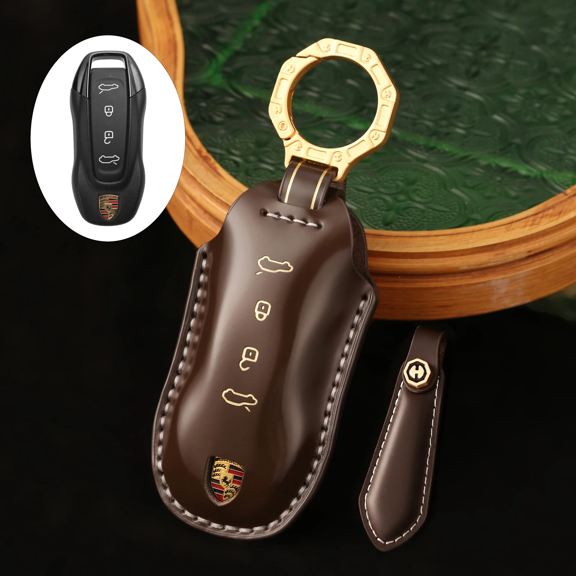 Porsche Genuine Leather Protection Car Key Fob Case Cover For Macan Turbo, Macan EV (2024/2025) - Image 4