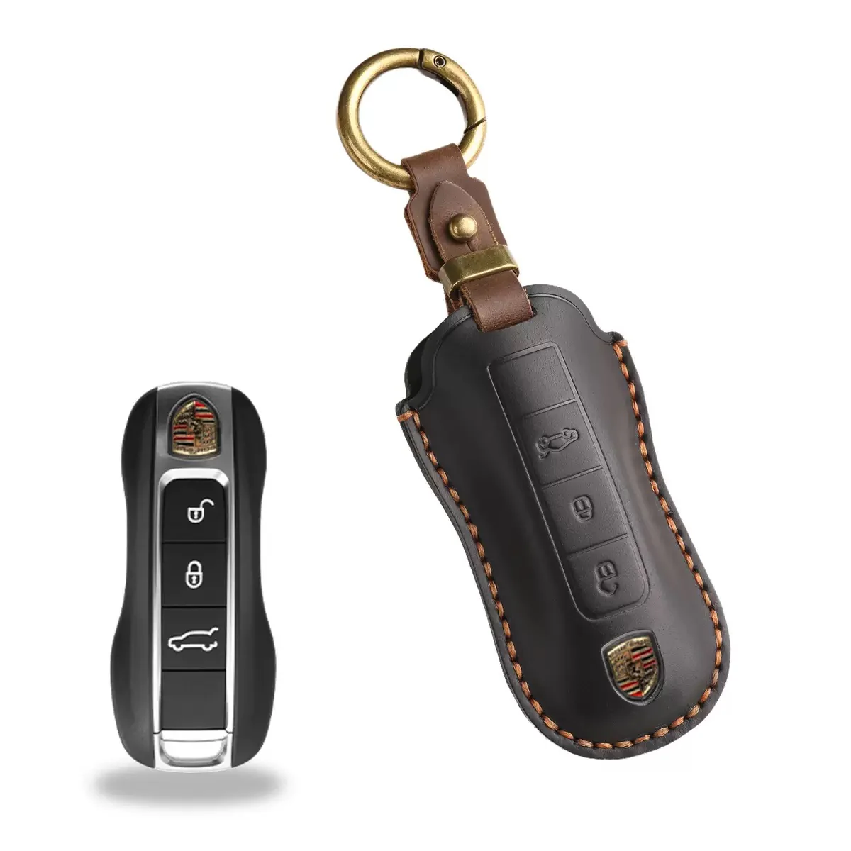 Porsche Handcrafted Genuine Leather Car Key Fob Case Cover For Macan, 718, Panamera - Image 11