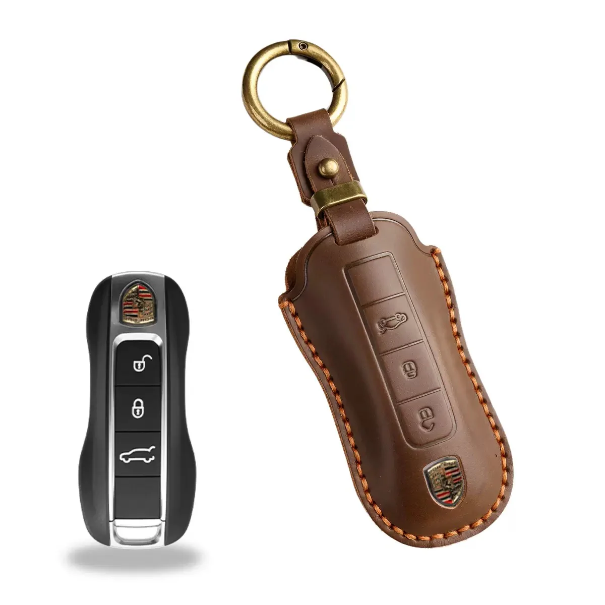 Porsche Handcrafted Genuine Leather Car Key Fob Case Cover For Macan, 718, Panamera - Image 12
