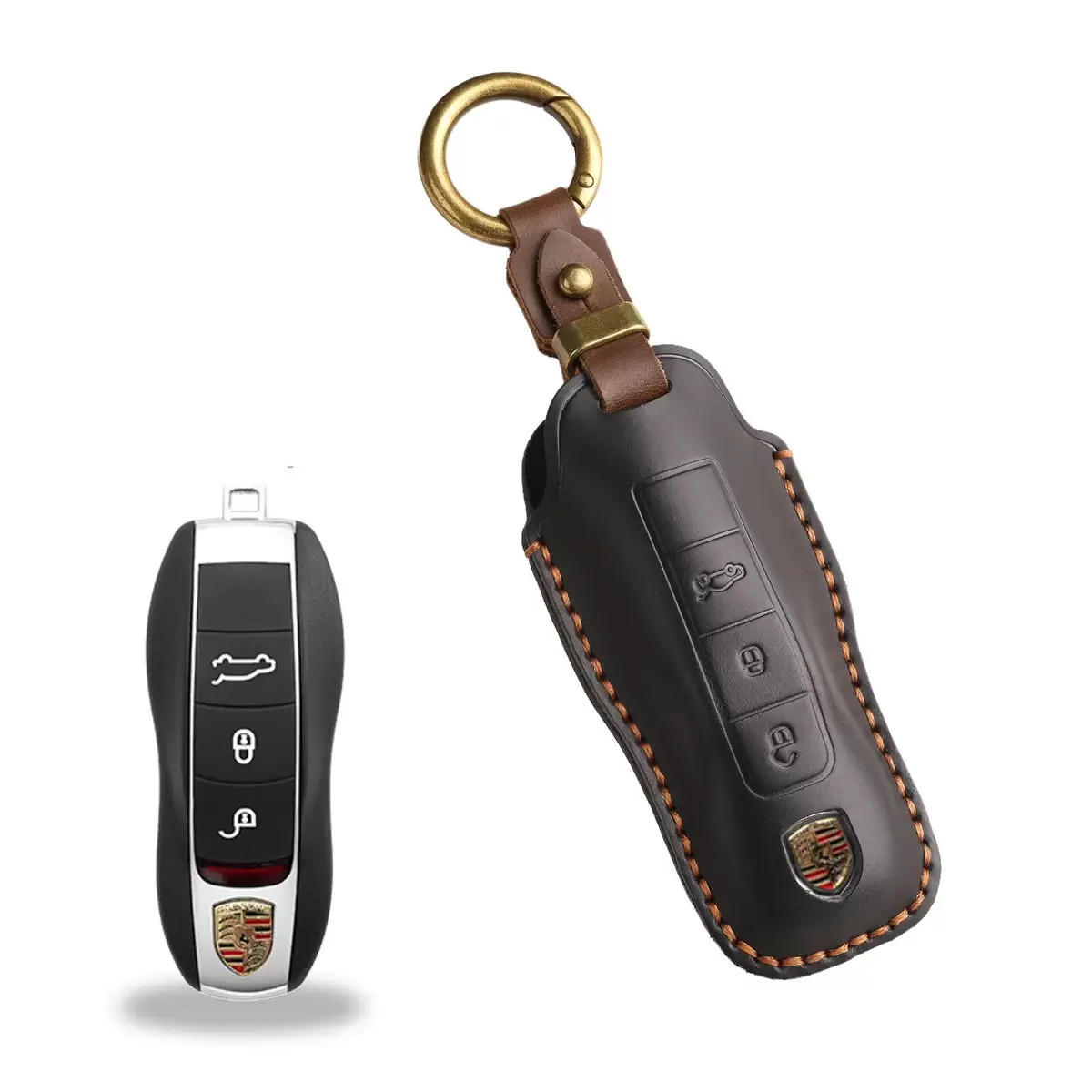 Porsche Handcrafted Genuine Leather Car Key Fob Case Cover For Macan, 718, Panamera - Image 6
