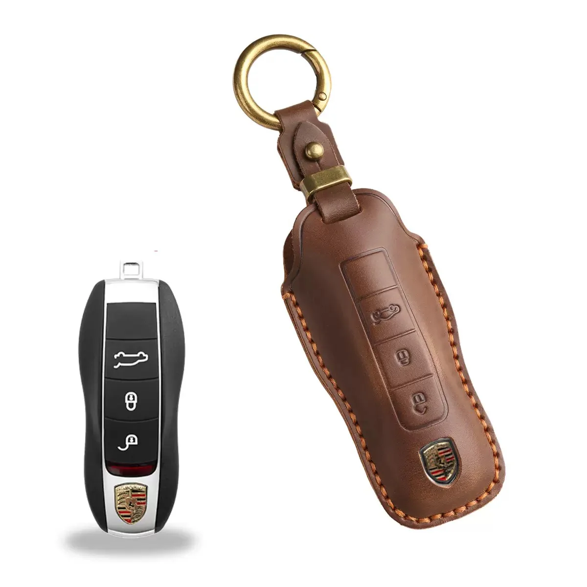 Porsche Handcrafted Genuine Leather Car Key Fob Case Cover For Macan, 718, Panamera - Image 8
