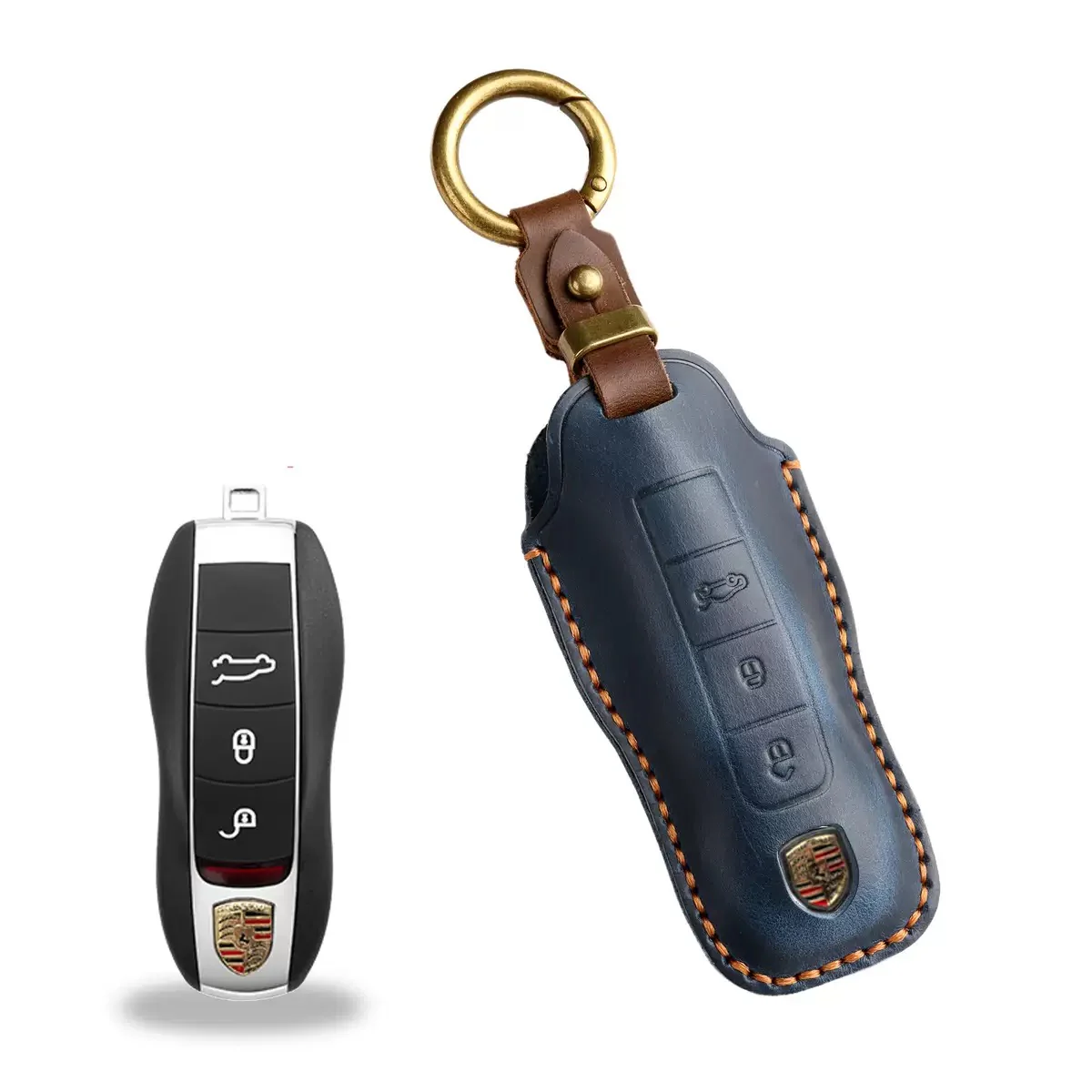 Porsche Handcrafted Genuine Leather Car Key Fob Case Cover For Macan, 718, Panamera - Image 9