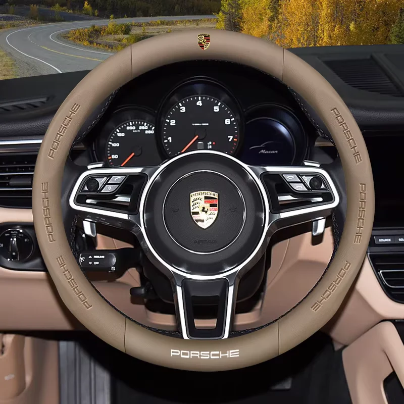 Porsche Carbon Fiber & Soft Suede Leather Luxury Grip & Anti-Slip Protection Steering Wheel Cover For Cayenne, Macan,  Panamera, 718, Taycan, 911 - Image 5