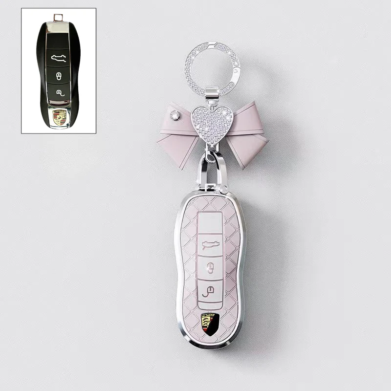 Porsche Luxury Diamond Pattern Key Fob Case For Macan, Panamera, Cayenne, 911/718 & Taycan - Image 11