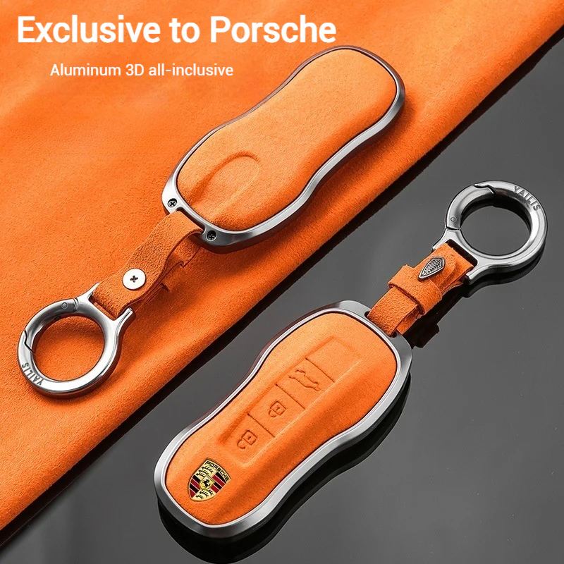 Porsche Luxury Suede Car Key Fob Case Cover For Macan, Cayenne, 911, Panamera, 718, Taycan, 992 - Image 2