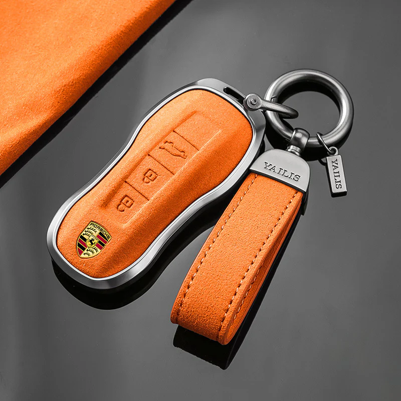 Porsche Luxury Suede Car Key Fob Case Cover For Macan, Cayenne, 911, Panamera, 718, Taycan, 992 - Image 4