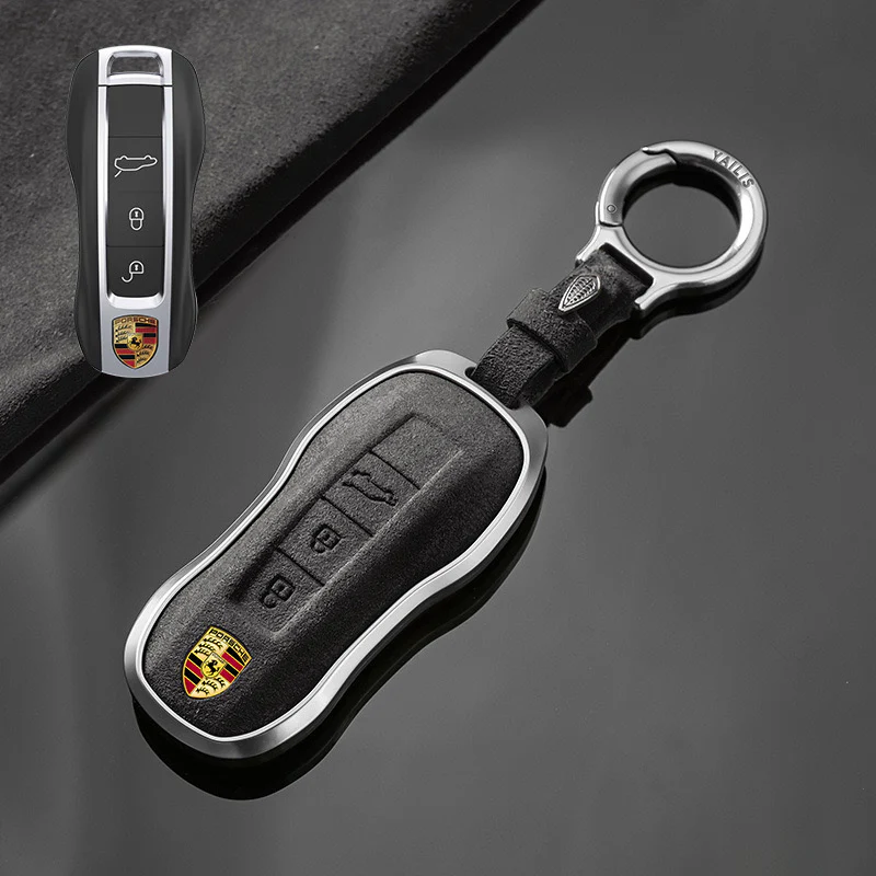 Porsche Luxury Suede Car Key Fob Case Cover For Macan, Cayenne, 911, Panamera, 718, Taycan, 992 - Image 9