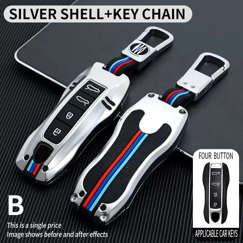 Porsche Metal Shell & Soft Silicone Full Protection Car Key Fob Case Cover For Cayenne, Panamera, 911 - Image 13
