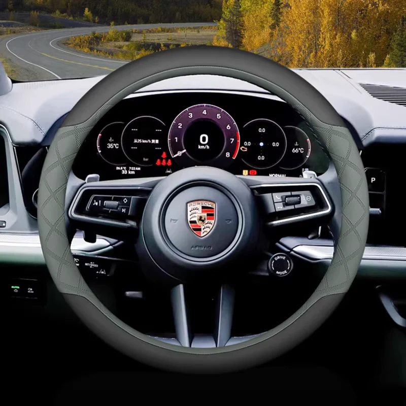 Porsche Nappa Leather Ultra-thin Steering Wheel Cover for Macan, Taycan, Cayenne, 718, Panamera - Image 9