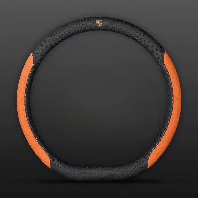 Porsche PU Leather Steering Wheel Cover with Heat-Pressed Embossed Texture For Cayenne, Macan, Panamera, 718, 911, Taycan - Image 14