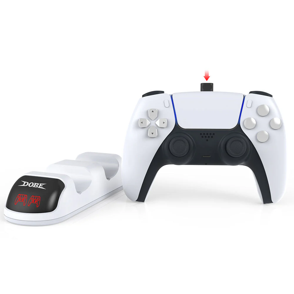 PS5 Detachable Charging Dock Game Controller Dual Charging Stand with Adapter LED Indicator - Image 4