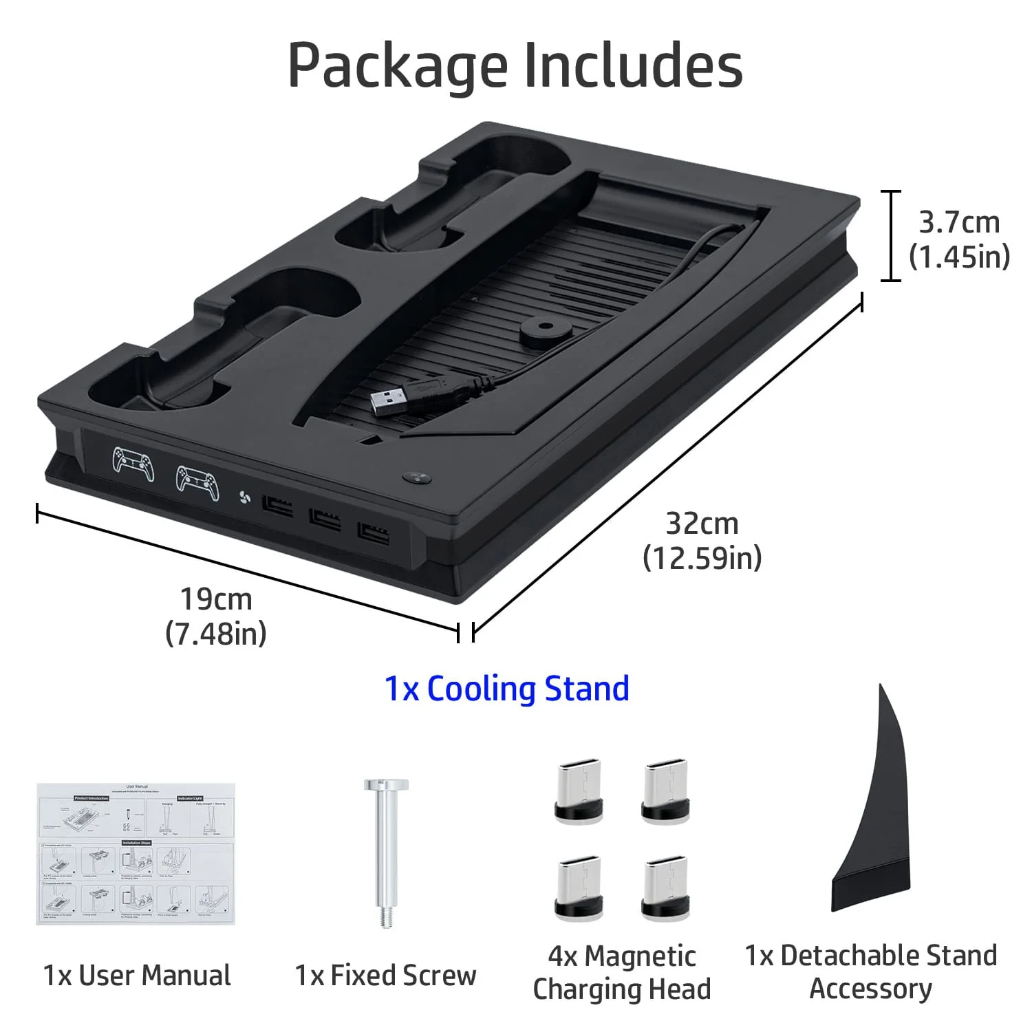 PS5 UHD/Digitial Edition Multifunctional LED Cooling Stand with Dual Controller Charging - Image 19