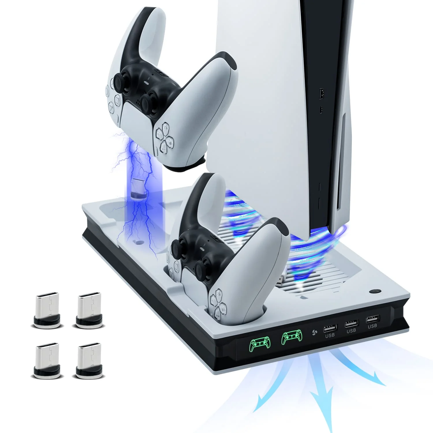 PS5 UHD/Digitial Edition Multifunctional LED Cooling Stand with Dual Controller Charging - Image 3
