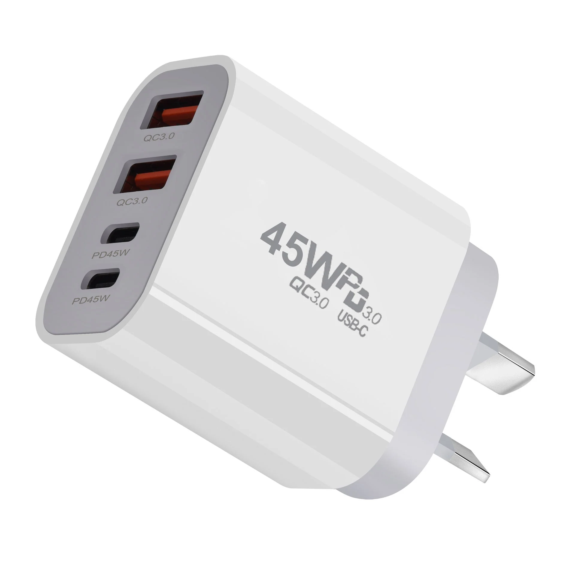 [PT-45W] 45W PD Type-C + QC 3.0 USB 4 Port Wall Travelling Charger Adapter -  (SAA Approved/AU Plug) - Image 2