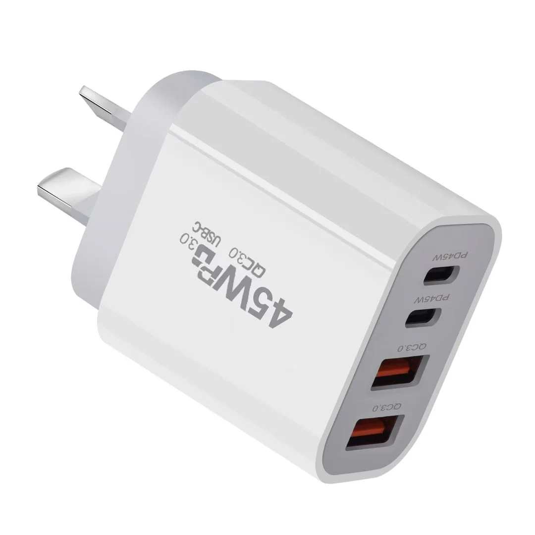 [PT-45W] 45W PD Type-C + QC 3.0 USB 4 Port Wall Travelling Charger Adapter -  (SAA Approved/AU Plug) - Image 3