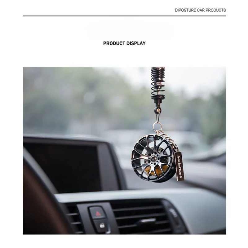 Q5T Wheel Hub Style Car Rearview Mirror Pendant Stylish High-End Vehicle Interior Accessory - Image 14