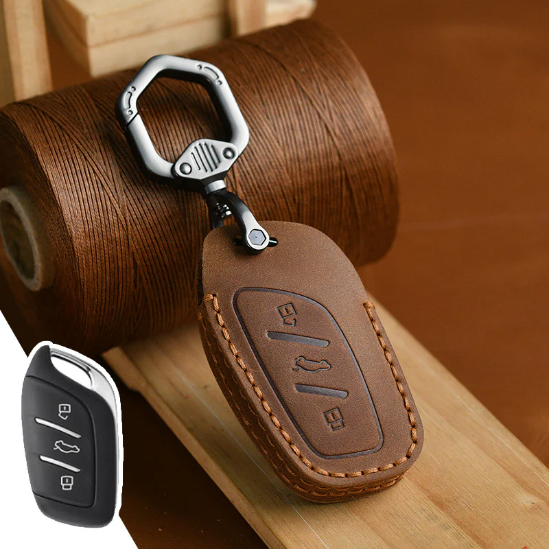 Roewe Handcrafted Genuine Leather Car Key Fob Case Cover For Roewe i5, RX5, i6 MAX, RX3, IMAX8, MG5 - Image 4