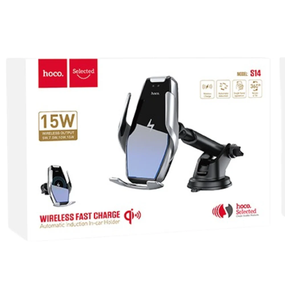 [S14] HOCO Universal 15W Smart Sensor QI Wireless Quick Charging Aircon Vent Flow & Dashboard Phone Holder - Image 3