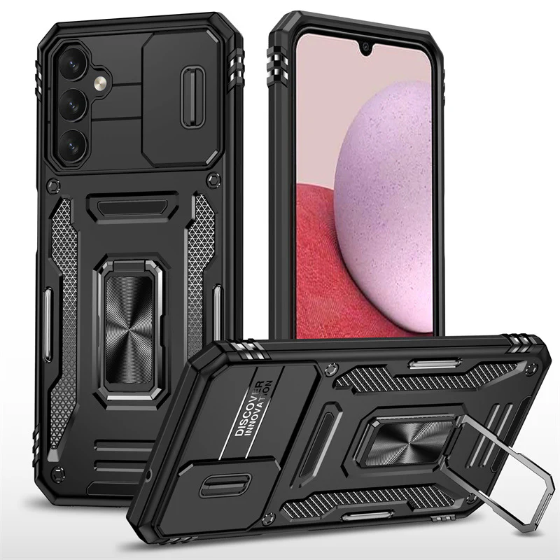 Samsung Galaxy A15 4G (A155) / A15 5G (A156) - Lens Push Window Mechanics Series Case With Finger Ring Stand - Image 6