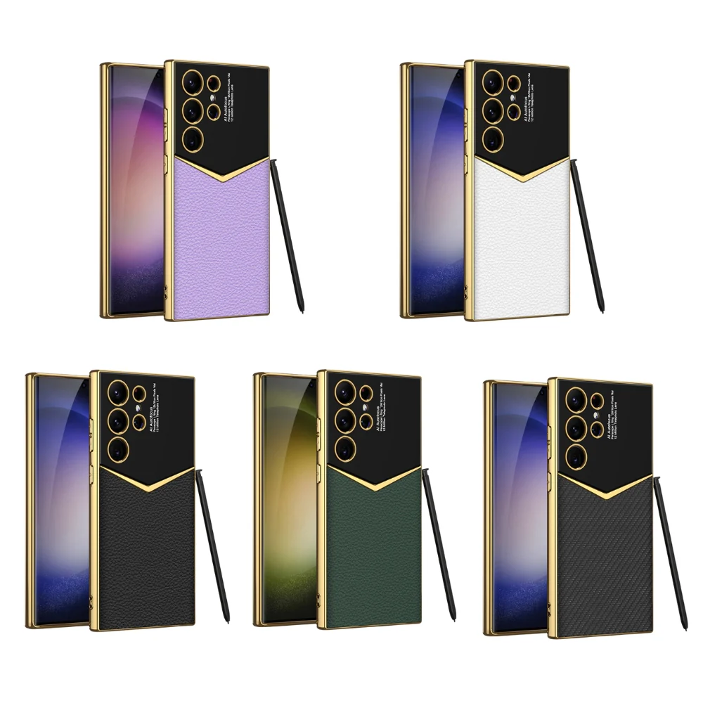Samsung Galaxy S24/Plus/Ultra - Electroplated Frame Shockproof Leather Essential Series Case - Image 2