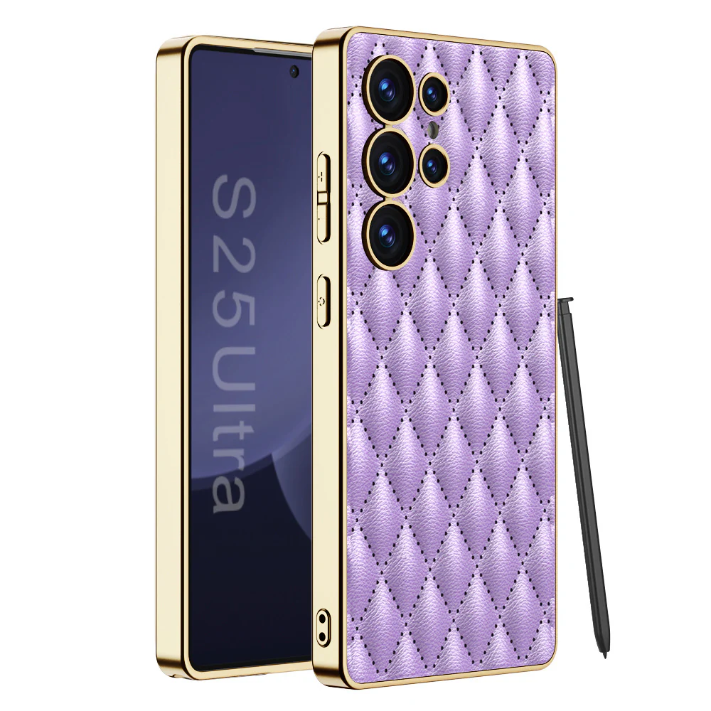 Samsung Galaxy S25/Plus/Ultra - Electroplated Outer Frame Leather Shockproof Case - Image 3