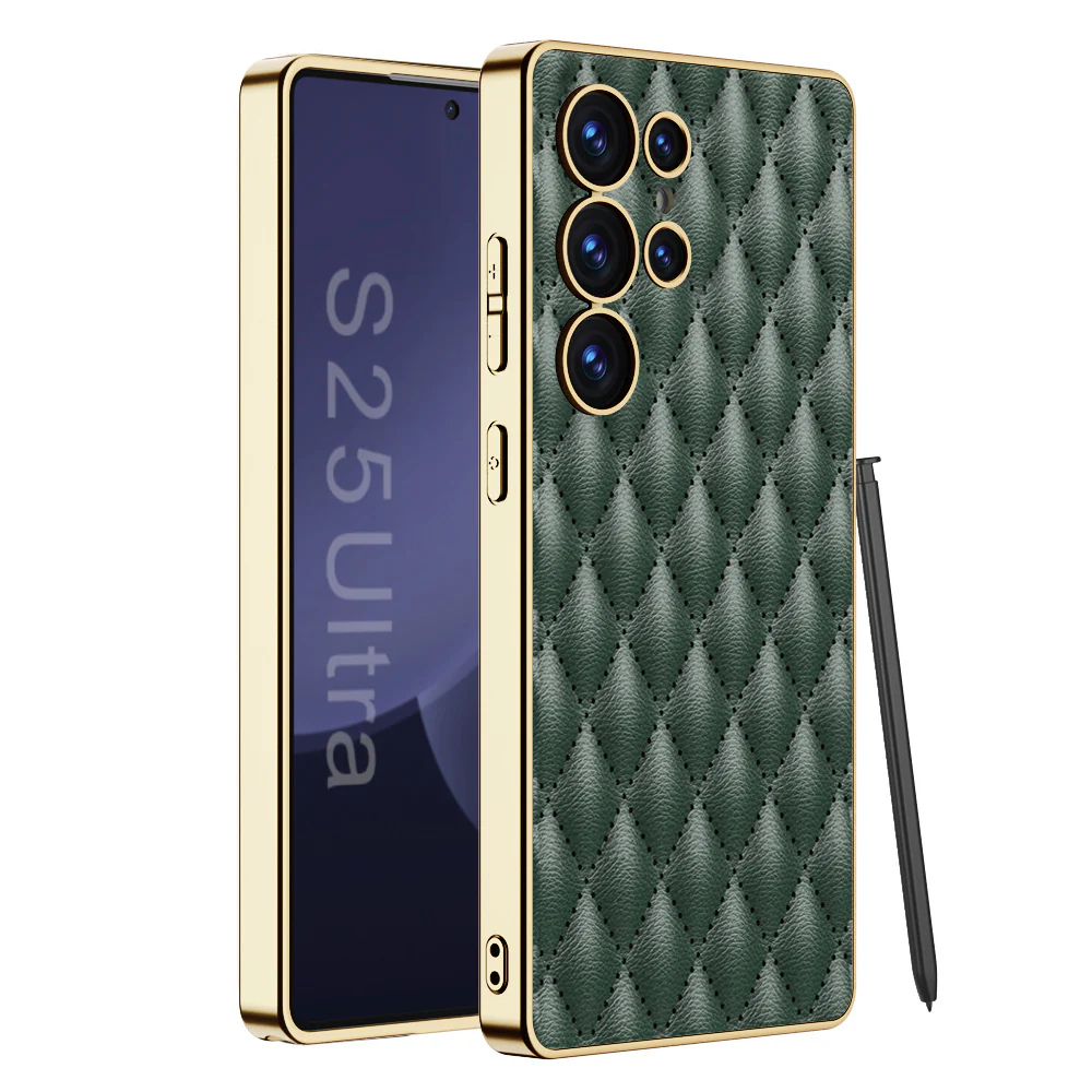 Samsung Galaxy S25/Plus/Ultra - Electroplated Outer Frame Leather Shockproof Case - Image 4