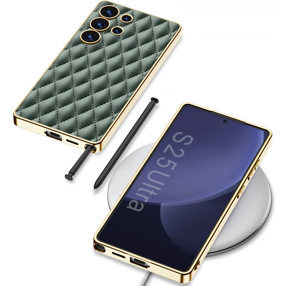 Samsung Galaxy S25/Plus/Ultra - Electroplated Outer Frame Leather Shockproof Case - Image 8