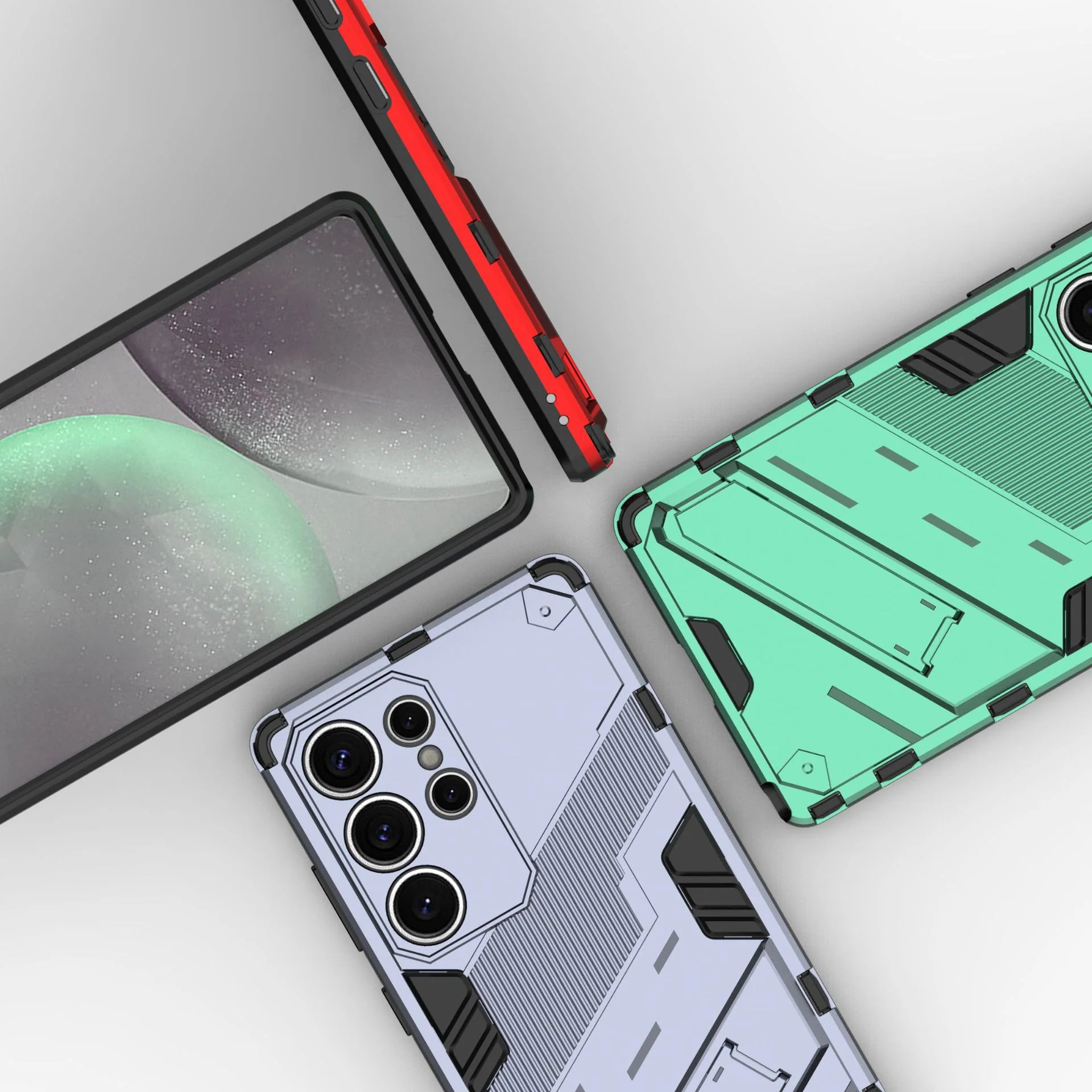 Samsung Galaxy S25/Plus/Ultra - Shockproof Punk Stand Heavy Duty Case - Image 12