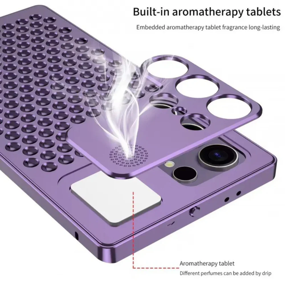 Samsung galaxy S25 Ultra 5G (SM-S938) - Fashion Aromatherapy Heat Dissipation Aluminum Alloy Metal Case - Image 5